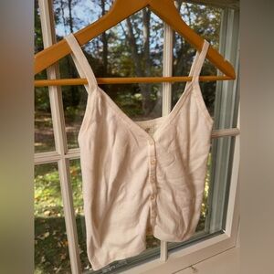 John Galt Brandy Melville White Button Cotton Sweater Tank Top